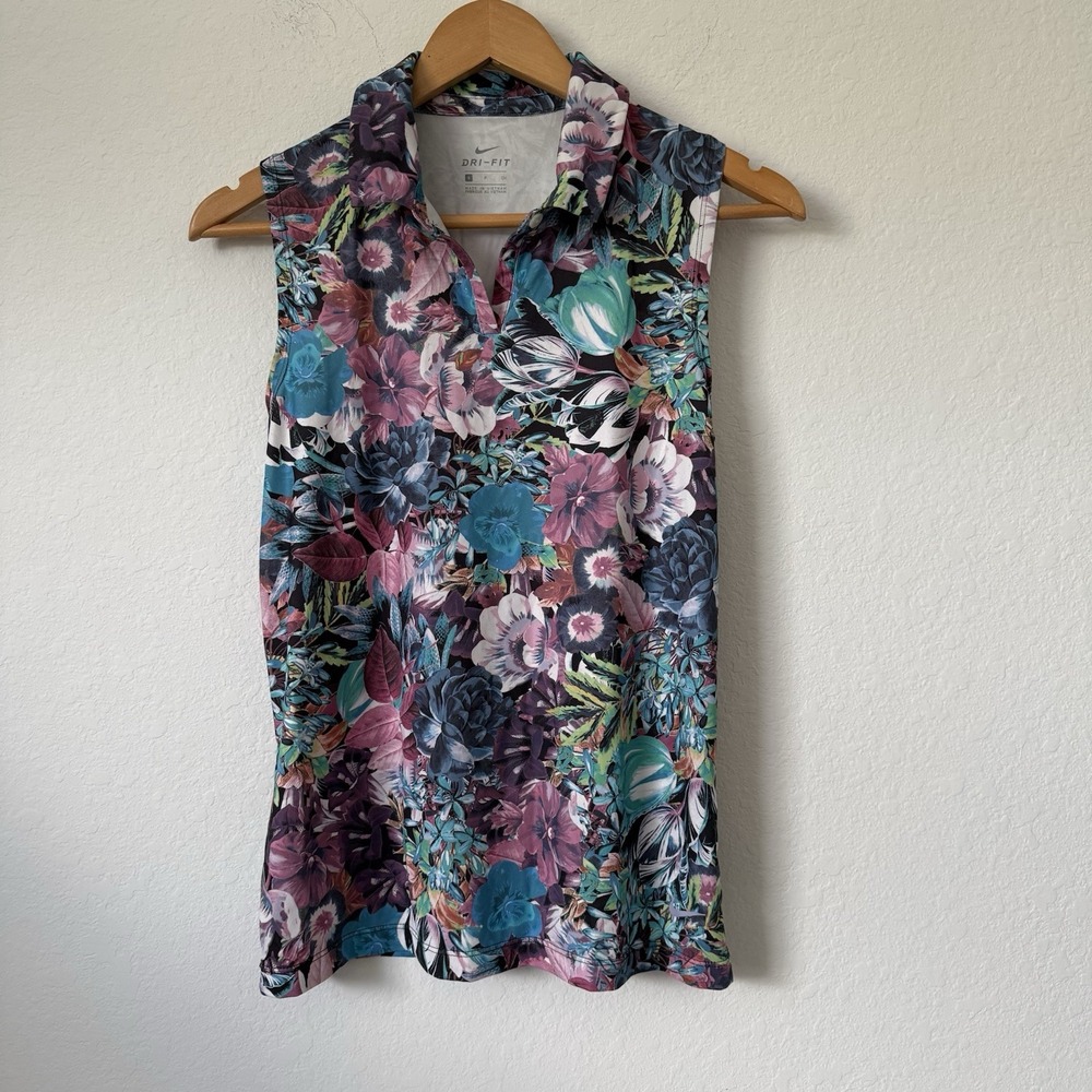 Nike Dri-FIT Women's Sleeveless Floral Golf Polo AJ5327 623 Size Small